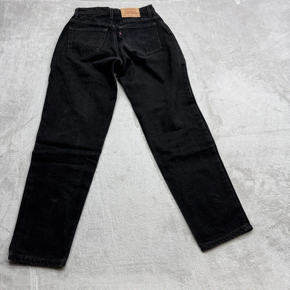 VTG Levis 551 Relaxed Tapered Leg Jeans Womens 10 Black High Rise USA Made 90s